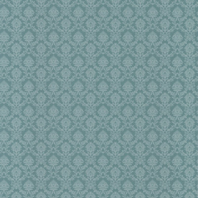 Galerie Classic Silks 3 Blue Silk Effect Small Damask Smooth Wallpaper