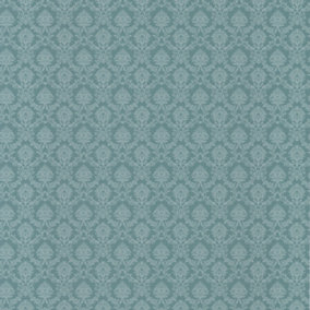 Galerie Classic Silks 3 Blue Silk Effect Small Damask Smooth Wallpaper