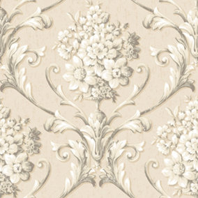 Galerie Classic Silks 3 Cream Damask Smooth Wallpaper