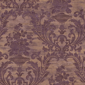 Galerie Classic Silks 3 Purple Lilac Vintage Effect Floral Damask Smooth Wallpaper