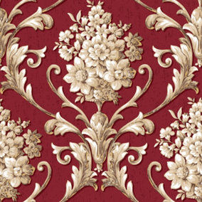 Galerie Classic Silks 3 Red Damask Smooth Wallpaper