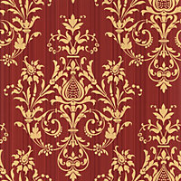 Galerie Classic Silks 3 Red Striped Damask Smooth Wallpaper