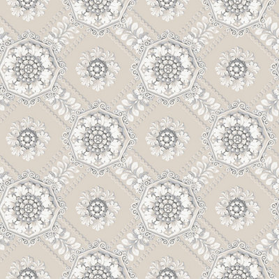 Galerie Classic Silks 3 Silver Grey Floral Trail Smooth Wallpaper