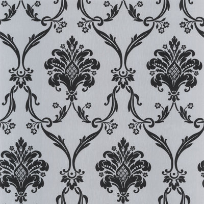 Galerie Classic Silks 3 Silver Grey Simple Damask Smooth Wallpaper