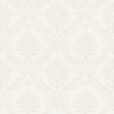 Galerie Classic Silks 3 White Silk Effect Damask Smooth Wallpaper