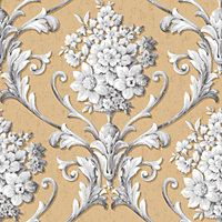 Galerie Classic Silks 3 Yellow Gold Damask Smooth Wallpaper