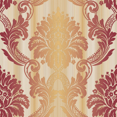 Galerie Classic Silks 3 Yellow Gold Fine Stripe Damask Embossed Wallpaper