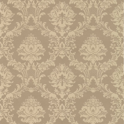 Galerie Classic Silks 3 Yellow Gold Silk Effect Damask Smooth Wallpaper ...