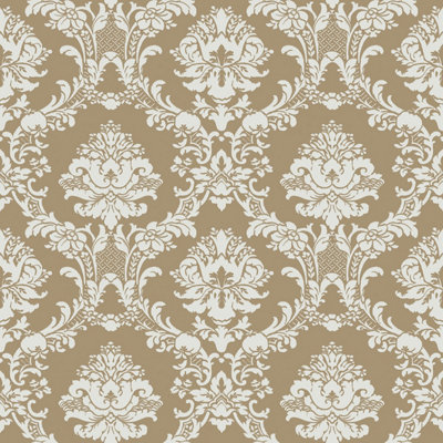 Galerie Classic Silks 3 Yellow Gold Silk Effect Damask Smooth Wallpaper