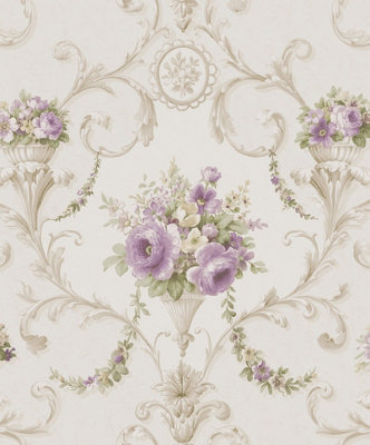 Galerie Classic Silks 4 Beige Ornamental Floral Wallpaper