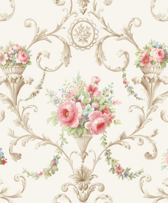 Galerie Classic Silks 4 Beige Ornamental Floral Wallpaper
