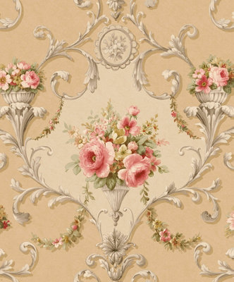 Galerie Classic Silks 4 Beige Ornamental Floral Wallpaper