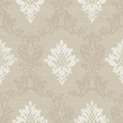 Galerie Classic Silks 4 Beige Silk Effect Damask Wallpaper