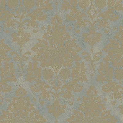 Galerie Classic Silks 4 Blue Damask Wallpaper