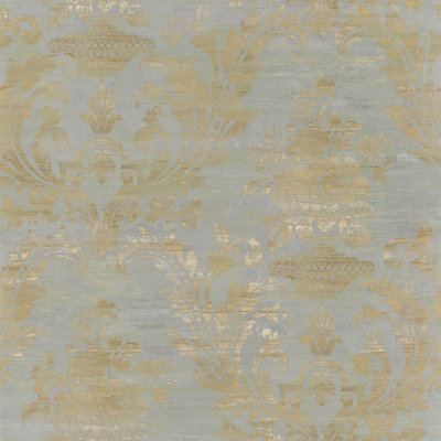 Galerie Classic Silks 4 Blue Sari Damask Wallpaper
