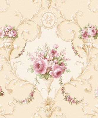 Galerie Classic Silks 4 Cream Ornamental Floral Wallpaper