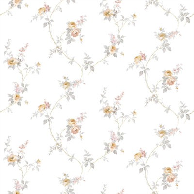 Galerie Classic Silks 4 Silver Grey Floral Trail Wallpaper