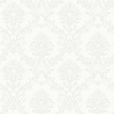 Galerie Classic Silks 4 White Classic Damask Wallpaper