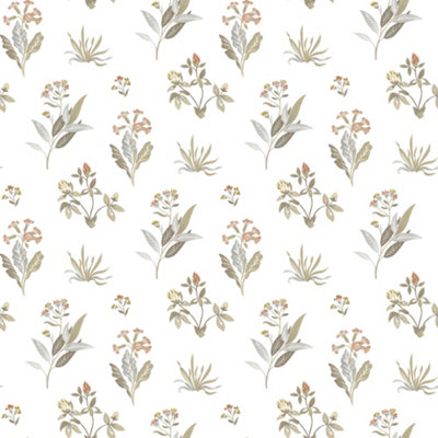 Galerie Cottage Chic Beige Large Floral and Leaf Motif EcoDeco Material Wallpaper Roll