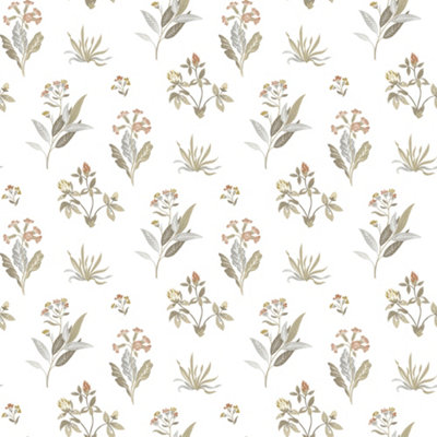 Galerie Cottage Chic Beige Large Floral and Leaf Motif EcoDeco Material Wallpaper Roll