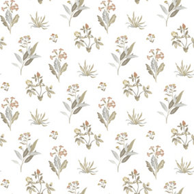 Galerie Cottage Chic Beige Large Floral and Leaf Motif EcoDeco Material Wallpaper Roll