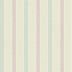 Galerie Cottage Chic Beige Multi Stripe EcoDeco Material Wallpaper Roll