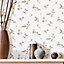 Galerie Cottage Chic Beige Small Floral and Leaf Motif EcoDeco Material Wallpaper Roll