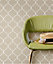 Galerie Cottage Chic Beige Thin Stripe Quatrafoil EcoDeco Material Wallpaper Roll
