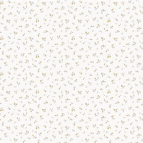 Galerie Cottage Chic Beige Tiny Floral and Leaf Motif EcoDeco Material Wallpaper Roll