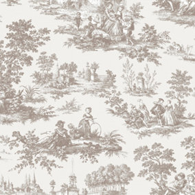 Galerie Cottage Chic Beige Toile EcoDeco Material Wallpaper Roll