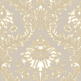 Galerie Cottage Chic Beige Traditional Damask Wallpaper Roll