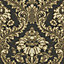 Galerie Cottage Chic Black Traditional Damask Wallpaper Roll