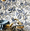 Galerie Cottage Chic Blue Botantical Floral Leaves EcoDeco Material Wallpaper Roll