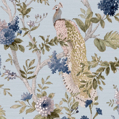 blue peacock wallpaper the range