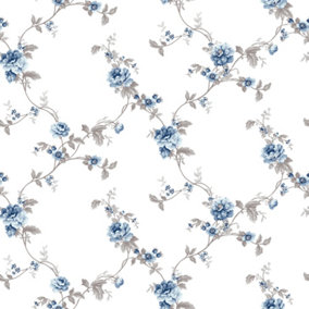 Galerie Cottage Chic Blue Flower Trail EcoDeco Material Wallpaper Roll