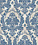 Galerie Cottage Chic Blue Large Damask Wallpaper Roll