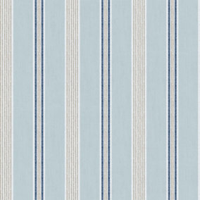 Galerie Cottage Chic Blue Multi Stripe EcoDeco Material Wallpaper Roll