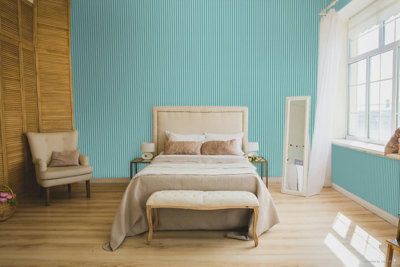 Galerie Cottage Chic Blue Small Stripe EcoDeco Material Wallpaper Roll