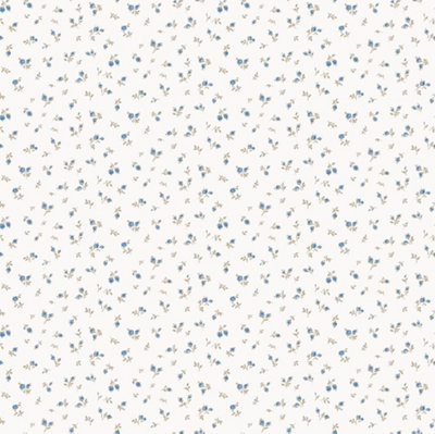 Galerie Cottage Chic Blue Tiny Floral and Leaf Motif EcoDeco Material Wallpaper Roll