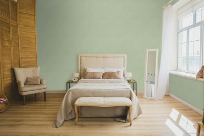 Galerie Cottage Chic Green Silky Plain Wallpaper Roll