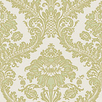 Galerie Cottage Chic Green Traditional Damask Wallpaper Roll