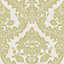 Galerie Cottage Chic Green Traditional Damask Wallpaper Roll