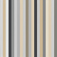 Galerie Cottage Chic Grey Collage Stripe Wallpaper Roll
