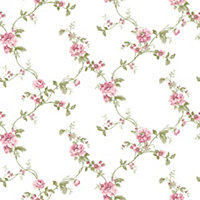 Galerie Cottage Chic Pink Flower Trail EcoDeco Material Wallpaper Roll