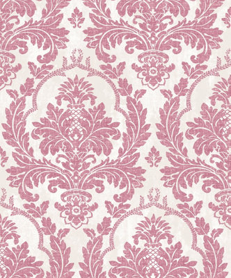 Galerie Cottage Chic Pink Large Damask Wallpaper Roll
