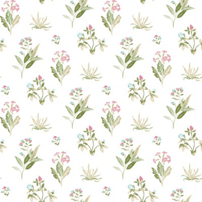 Galerie Cottage Chic Pink Large Floral and Leaf Motif EcoDeco Material Wallpaper Roll