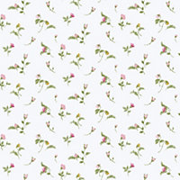Galerie Cottage Chic Pink Small Floral and Leaf Motif EcoDeco Material Wallpaper Roll