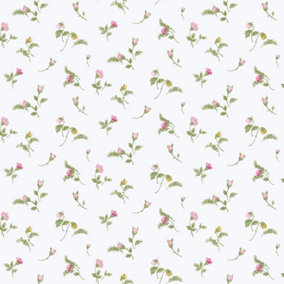 Galerie Cottage Chic Pink Small Floral and Leaf Motif EcoDeco Material Wallpaper Roll