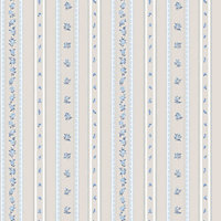 Galerie Country Cottage Blue Beige Floral Stripe Smooth Wallpaper