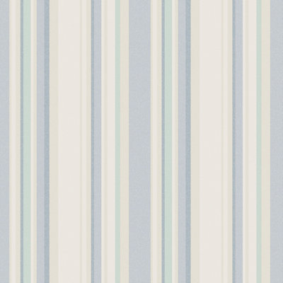 Galerie Country Cottage Blue Green Beige Multi Stripe Smooth Wallpaper